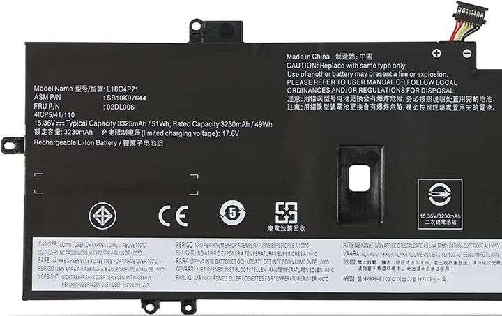 PUGASR L18C4P71 02DL006 Laptop Akku Kompatibel mit Lenovo ThinkPad X1 Yoga 4th 5th Gen ThinkPad X1 C