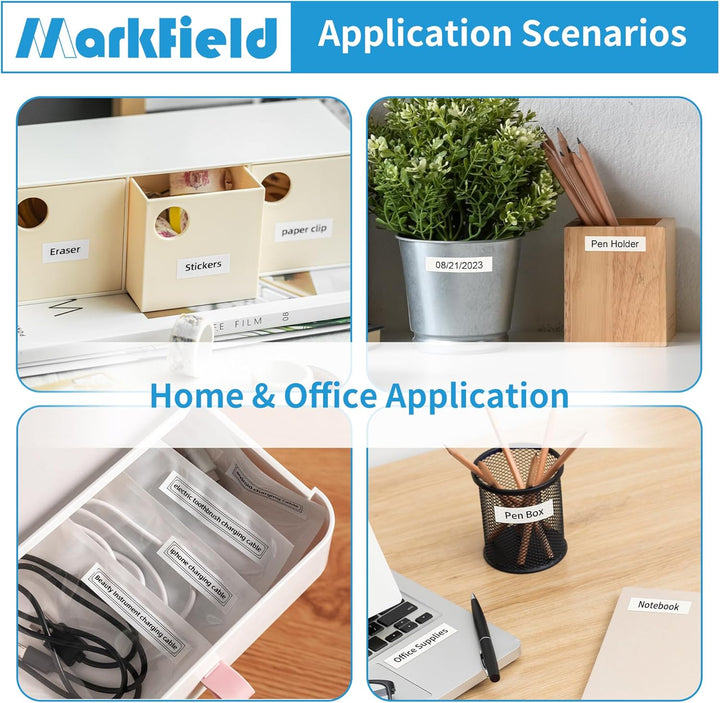 6x MarkField Kompatibel mit Dymo Letratag Etikettenband, Kompatibel mit Dymo Letratag SchriftBänder