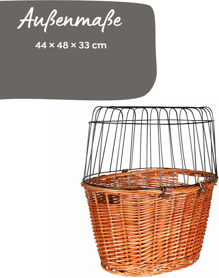 TRIXIE Hundekorb für das Fahrrad vorne bis 5 kg 44 × 48 × 33 cm - gewobener Hundefahrradkorb für den