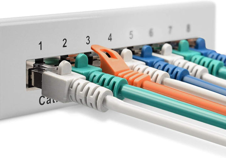 kwmobile 8 Port Patchpanel Cat6 Verteiler - Verteilerfeld Patchfeld Cat 6 Kabel mit Erdungskabel - i
