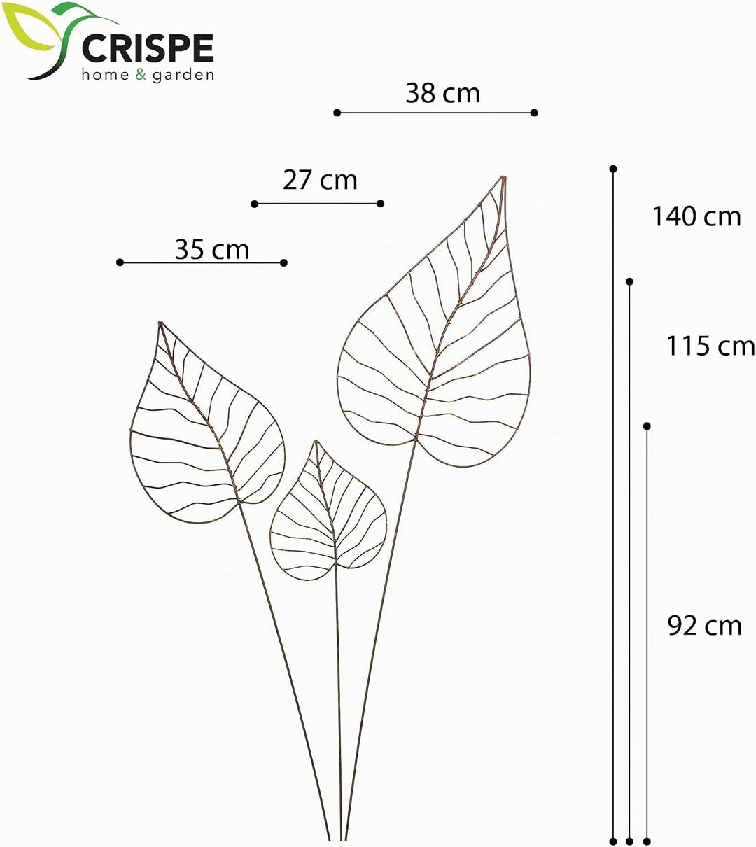Gartenstecker Edelrost - Herzblatt-Set | Rankhilfe Gartendeko bestehend aus DREI verschiedenen Gröss