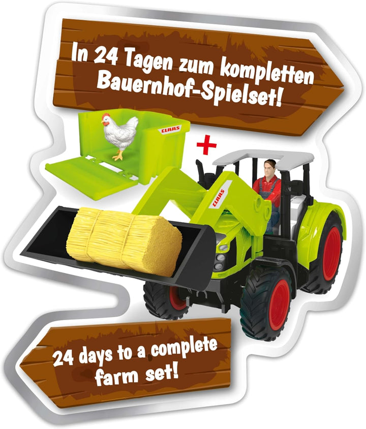 CRAZE Adventskalender Kinder CLAAS Spielzeug Adventskalender mit Bauernhof Figuren und Traktor, 24 Ü