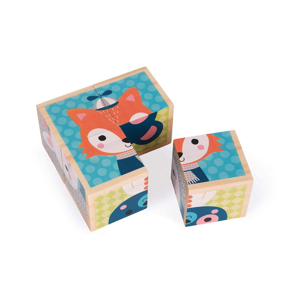 Janod J08000 My First Wooden Blocks, Forest Portraits Waldfiguren, Waldfiguren