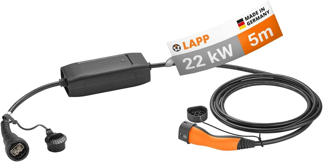 Lapp Mobility Typ 2 Ladestation 22kW / ohne Adapter / 32 A / 3-Phasig/E-Auto Ladekabel/Mode 2 / 6m /