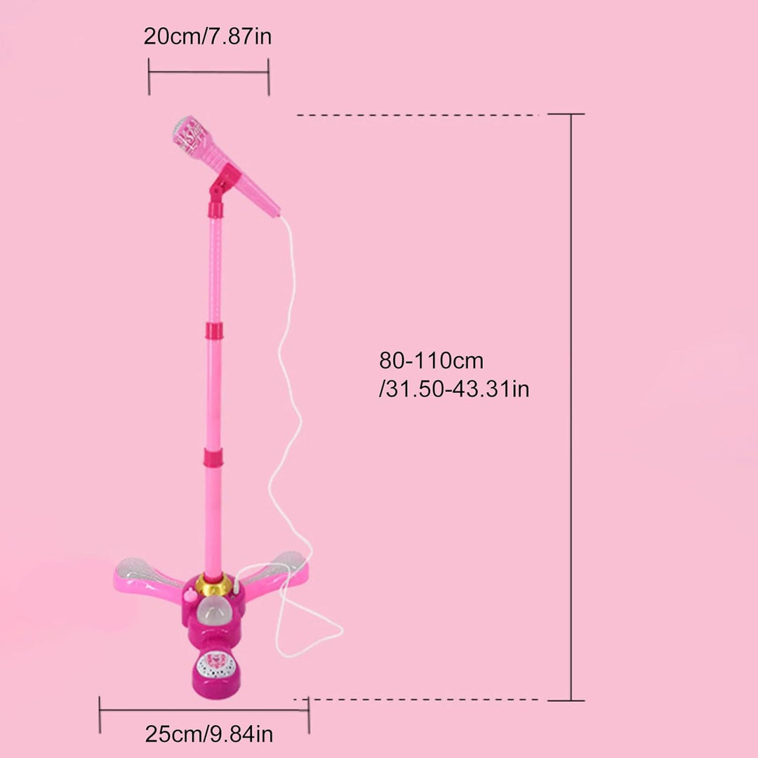 Kindermikrofon mit verstellbarem Ständer, rosa Karaoke-Maschine mit LED-Lichtern, Musikmikrofon zum