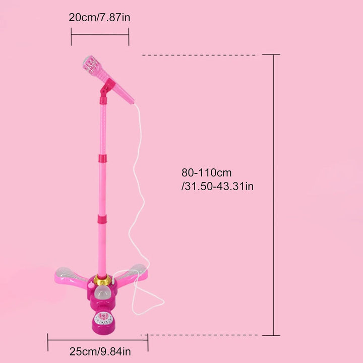 Kindermikrofon mit verstellbarem Ständer, rosa Karaoke-Maschine mit LED-Lichtern, Musikmikrofon zum