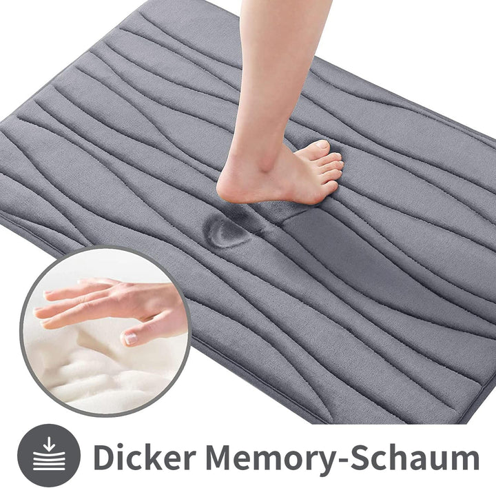 Homaxy Badematten Set 2 teilig Memory Foam Saugfähige Badteppich Set rutschfeste Waschbar Badvorlege