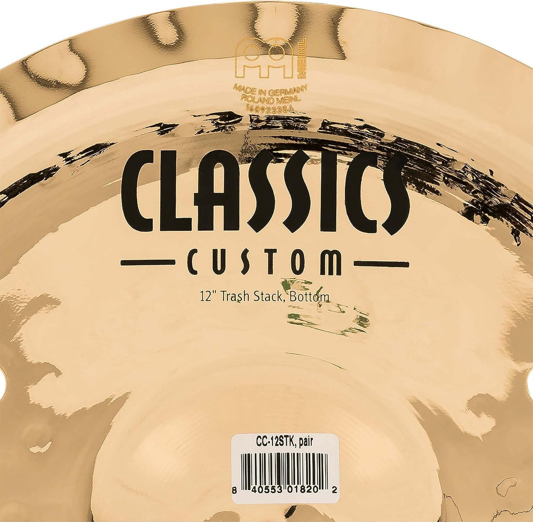Meinl Cymbals Classics Custom Brilliant Trash Stack 12 Zoll (Video) Schlagzeug Becken mit Löchern –
