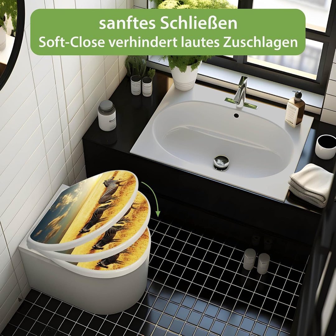 banjado Toilettendeckel mit Absenkautomatik 44,5x37cm - Soft Close Toilettensitz - WC Sitz mit Absen