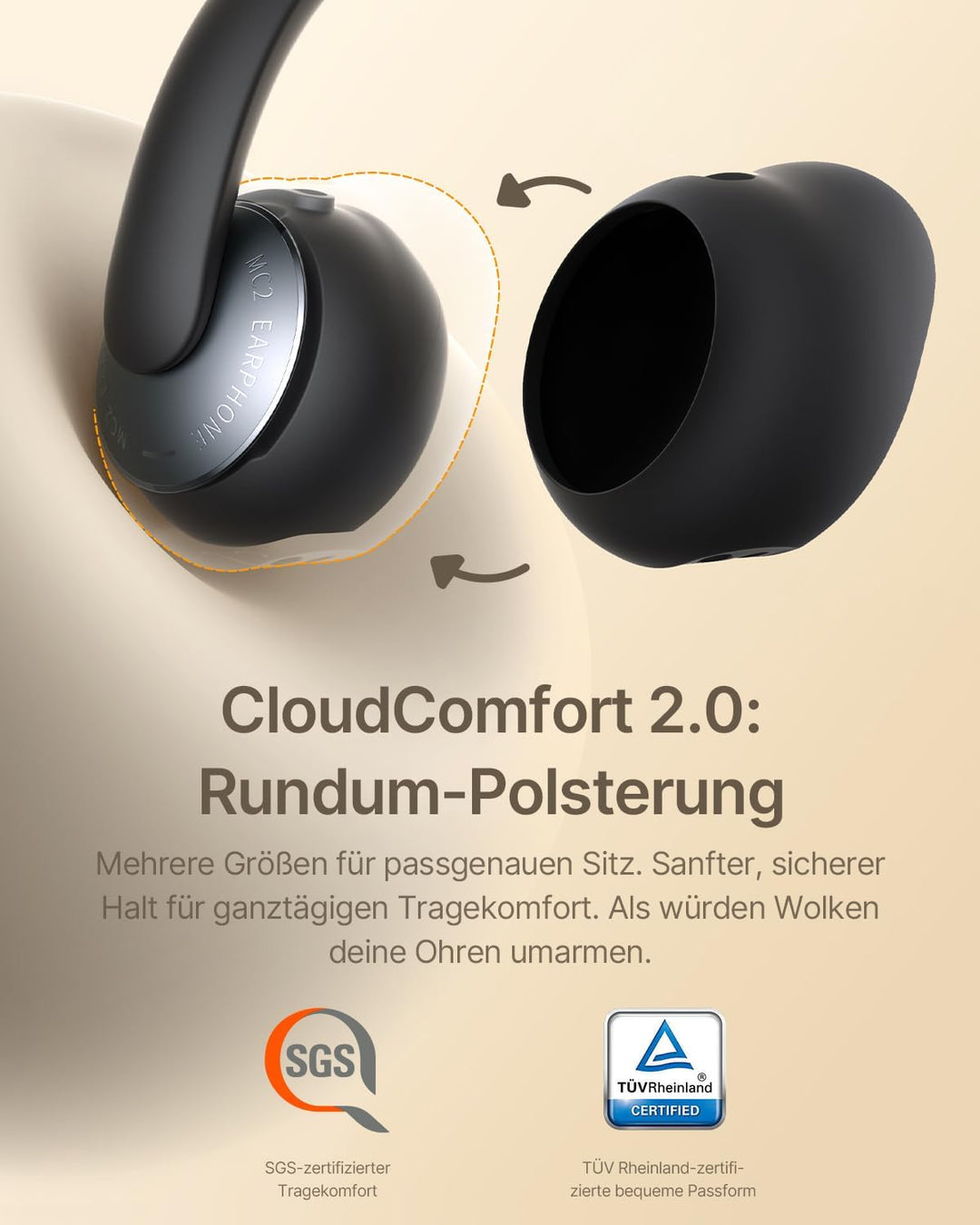 Baseus Open Ear Kopfhörer, Clip-On Earbuds mit CloudComfort 2.0, SuperBass 3.0, Bluetooth 6.0, 4-MIC