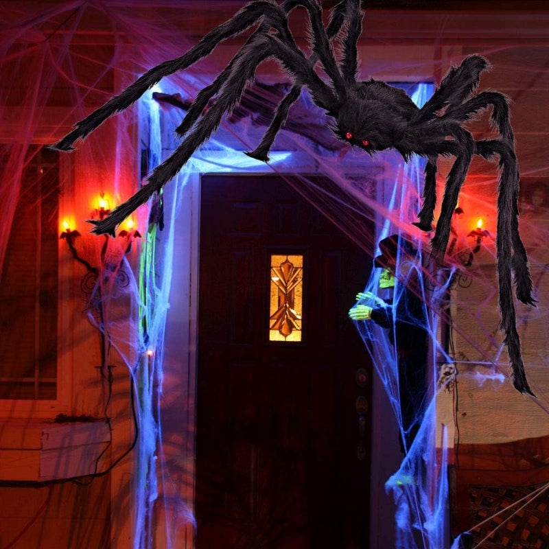 iZoeL XXL Halloween Deko 700cm Riesige Spinnennetz + 200cm Spinne + Spinnweben + 30 Mini Spinne, Hal