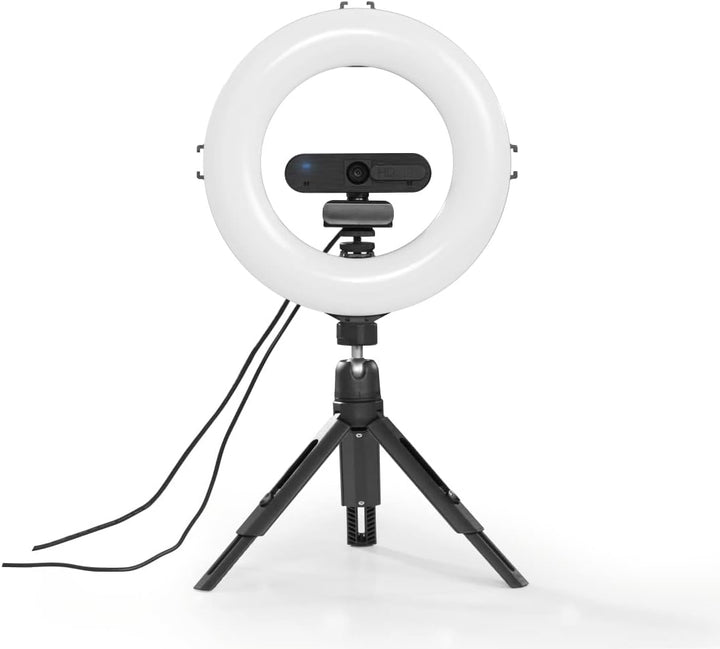 Hama LED Ringlicht mit Stativ Handy (8“ Ringleuchte, 21 cm Durchmesser, Tisch Stativ für die Kamera,