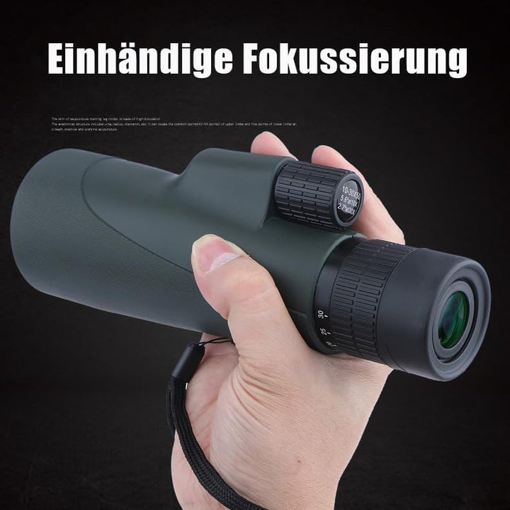 Monokular 10-30x50 Zoom Monokulares Teleskop with Clear Low Light Vision BAK4 Prisma, FMC Linse, ink