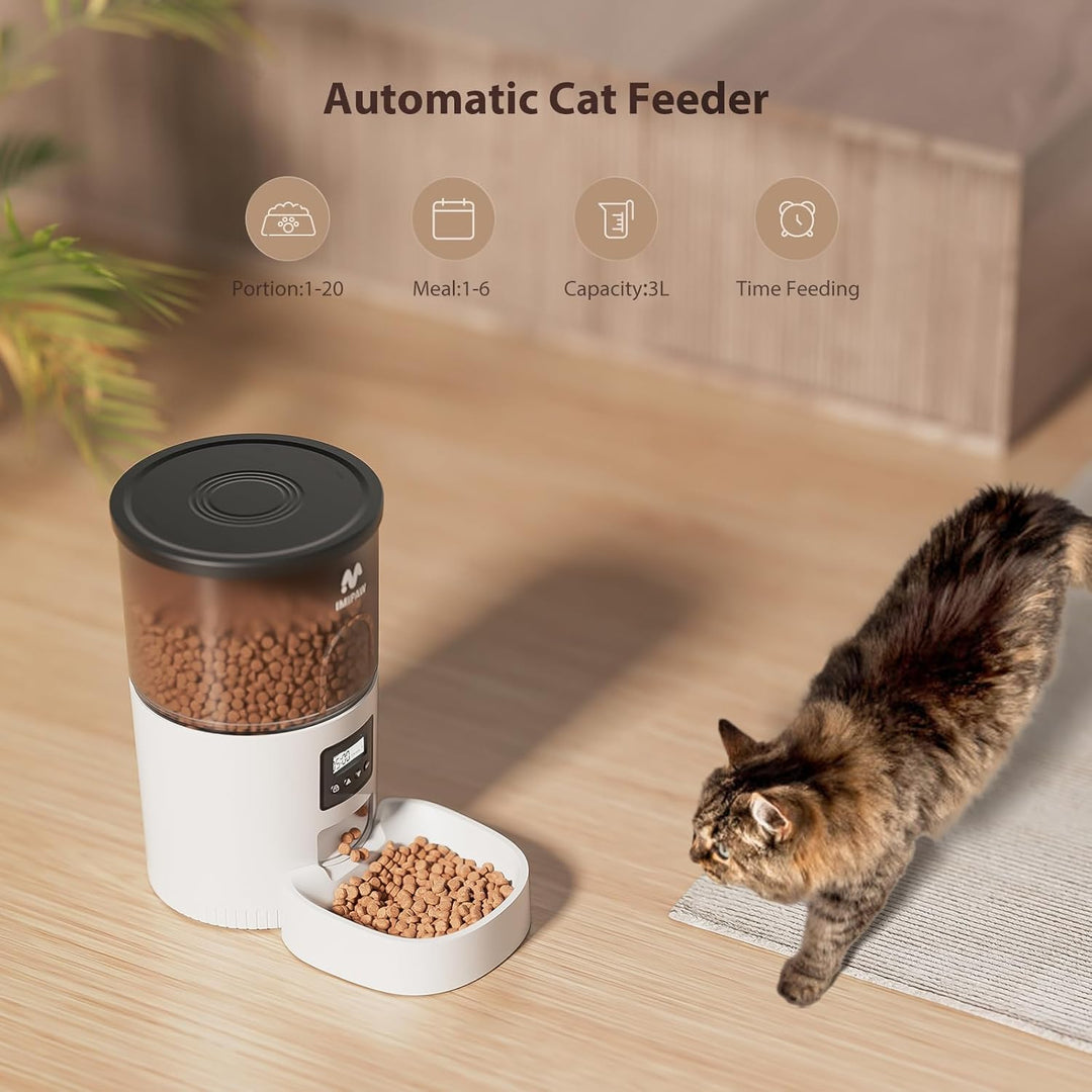 IMIPAW Futterautomat Katze und Katzenbrunnen, Zeitgesteuerter Trockenfutterspender für Haustiere, Pr