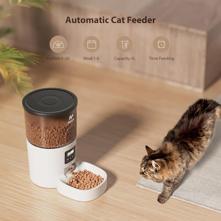 IMIPAW Futterautomat Katze und Katzenbrunnen, Zeitgesteuerter Trockenfutterspender für Haustiere, Pr