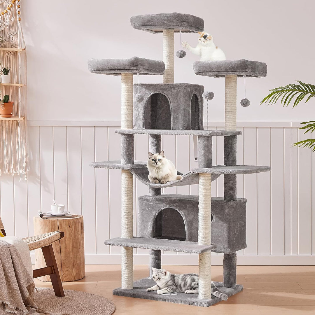 MSmask Kratzbaum gross XXL, Katzenbaum stabil mit 3 Aussichtsplattformen, Katzenkratzbaum für grosse
