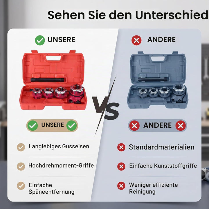 Rohr Gewindeschneider Set, Schneidkluppensatz Rohrgewindeschneidsatz mit 4 Gewindeschneideisen 1/2"