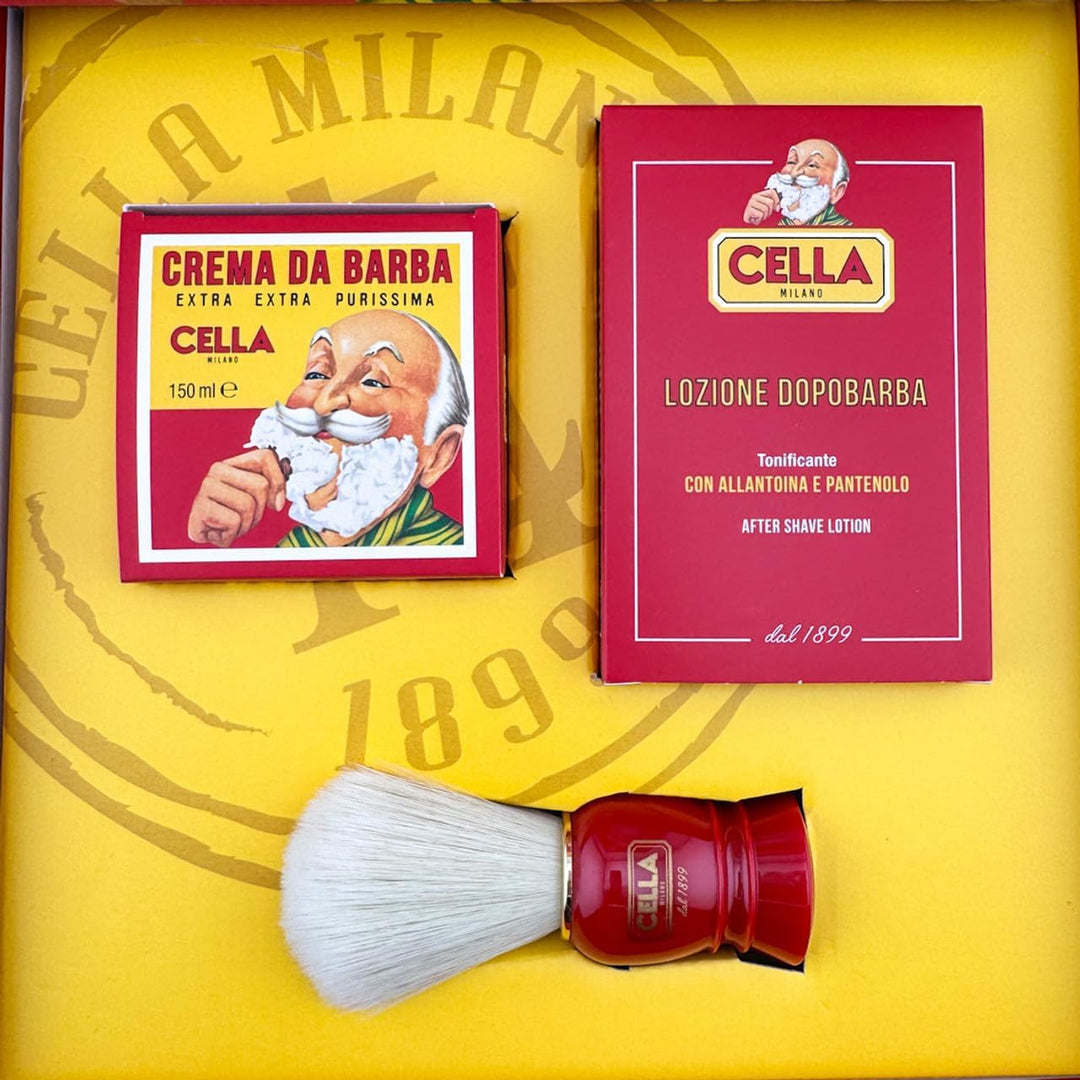 CELLA Shaving Kit, Shaving Cream, Aftershave Lotion, Shaving Brush, 1er Pack(1 x 1 kg)