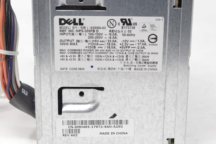 Dell Ersatzteil 305W Power Supply, PFC, LiteOn, Smith, NH493