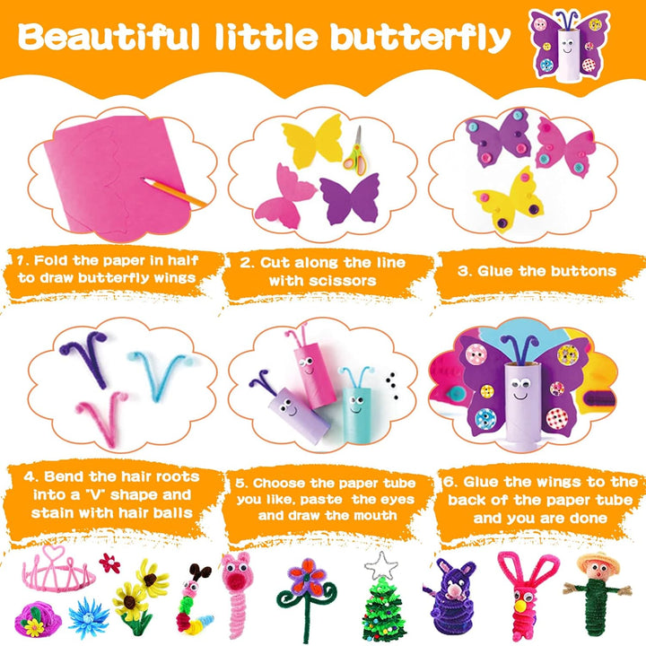Purpledi 3300+ Stück Bastelsets für Kinder Bastelmaterial in Bastelkoffer, DIY Bastelzubehör Bastelb