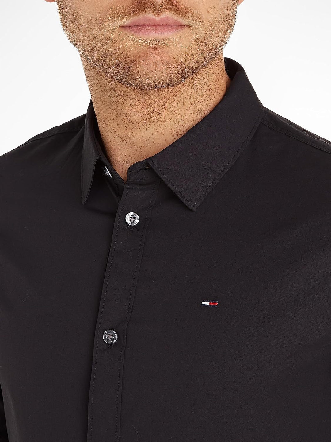 Tommy Jeans Herren Hemd Original Stretch Langarm XXS Black (Tommy Black), XXS Black (Tommy Black)