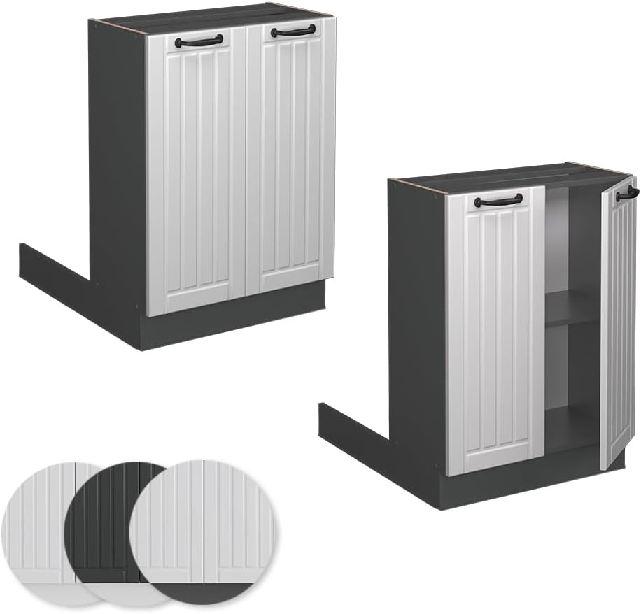 Vicco Kücheninsel Fame-Line, Weiss Landhaus/Anthrazit, 60 cm ohne Arbeitsplatte Weiss Landhaus Regal