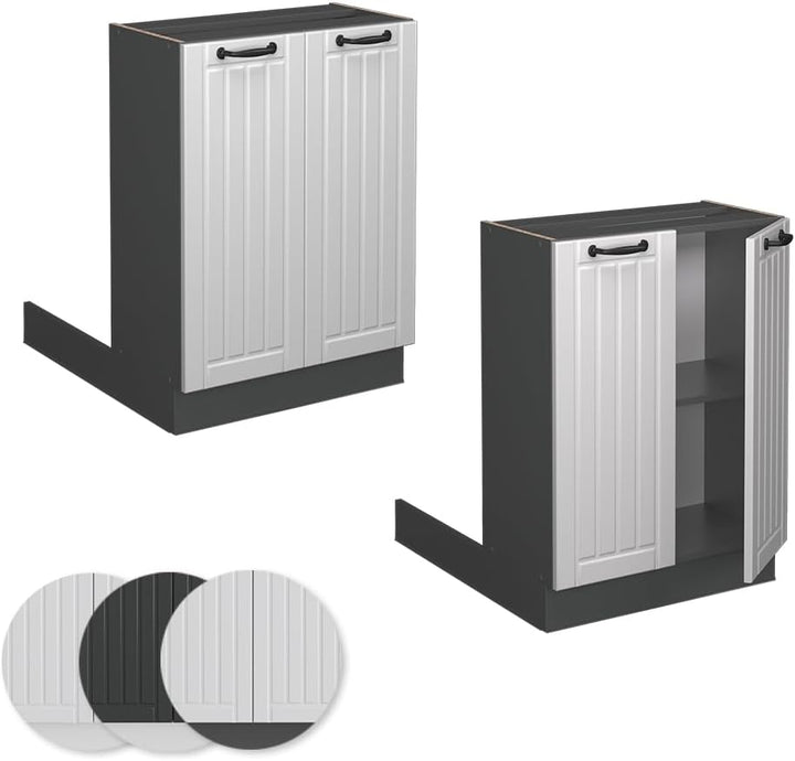 Vicco Kücheninsel Fame-Line, Weiss Landhaus/Anthrazit, 60 cm ohne Arbeitsplatte Weiss Landhaus Regal