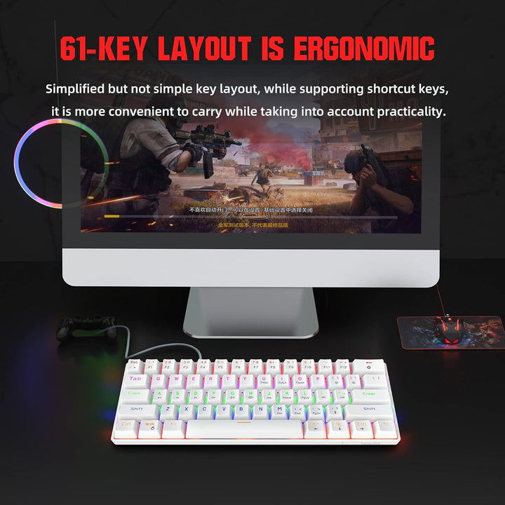 Snpurdiri 60% kabelgebundene Mechanische Gaming Tastatur, Anti-Ghosting 61 Tasten, RGB-Hintergrundbe