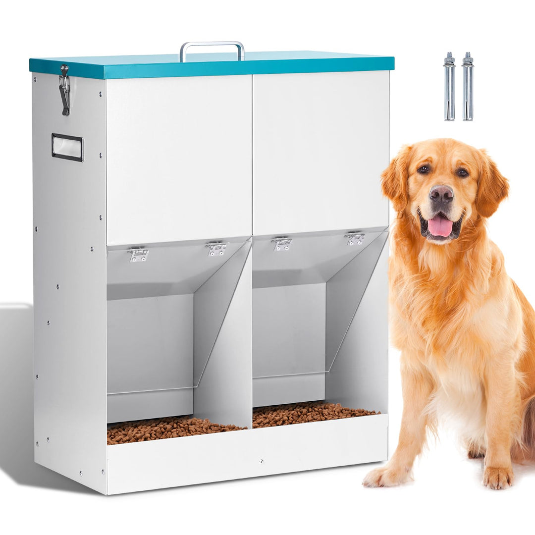Automatische Schwerkraft-Hundefütterung für 2 Hunde - Keine Montage erforderlich, 46Lbs Kapazität, v