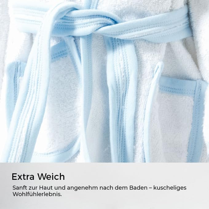 Baby Bademantel mit süssem Giraffenmotiv – Kapuzenbademantel aus 100% Baumwolle – Weich, saugfähig &