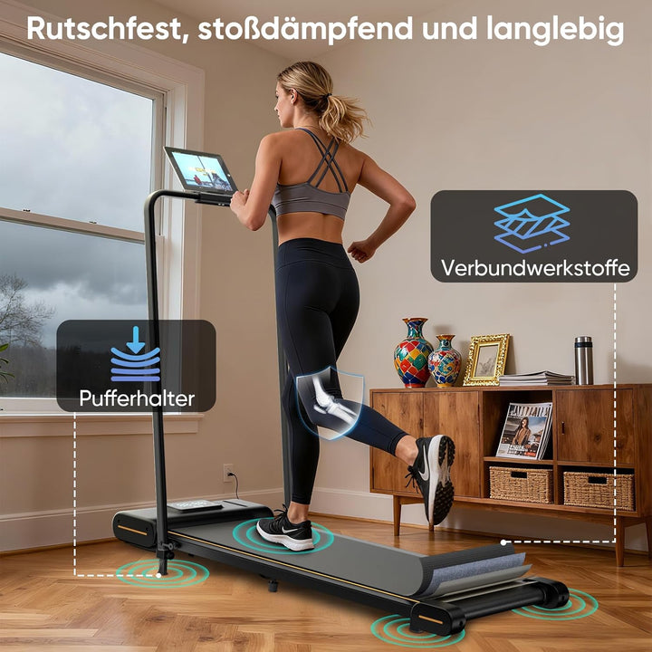 TISSCARE Laufband für Zuhause Büro, Leises Walking Pad mit Aufgerüsteter Lauffläche 140.7 cm & 55.5
