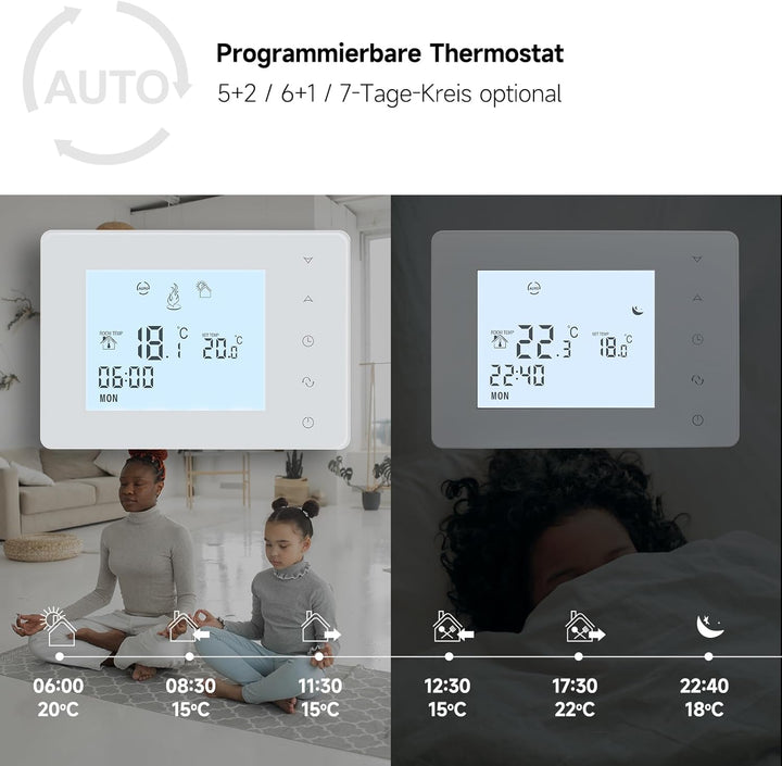 Beok Raumthermostat für Steuerung des Gaskessel und Wasserkessel, Programmierbarer Heizungthermostat