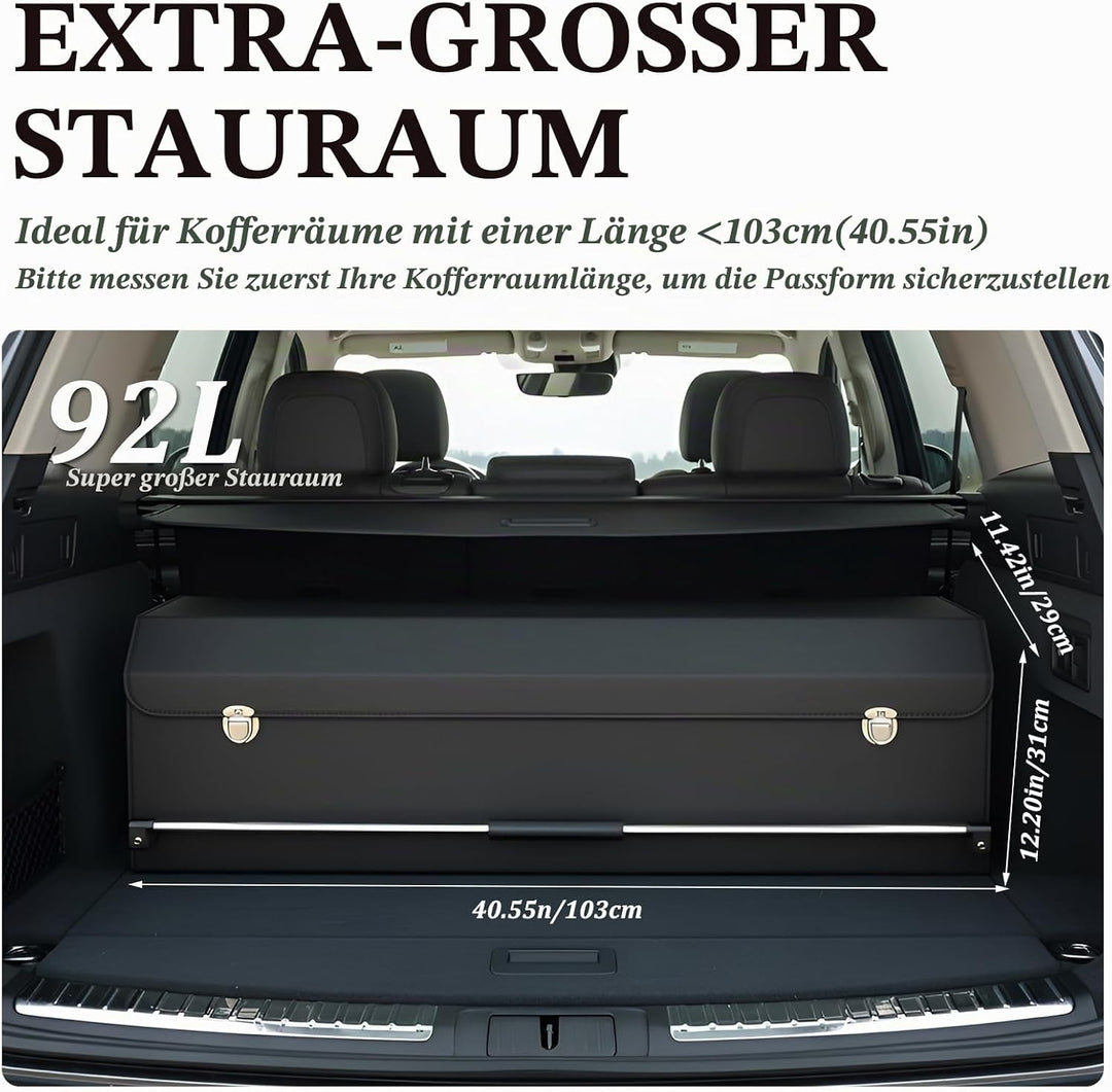 Kofferraum Organizer mit Deckel – Premium NAPPA-Leder, Tragbarer Push-Pull-Griff &amp; Stabile Universal