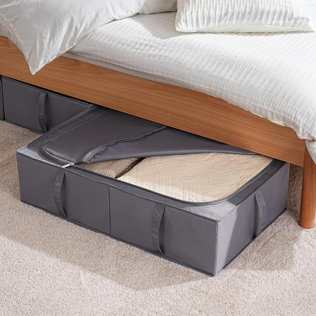 TYEERS Unterbett Aufbewahrungsbox mit Deckel, Strapazierfähiger Stoff, Waschbar, Zusammenklappbar, B