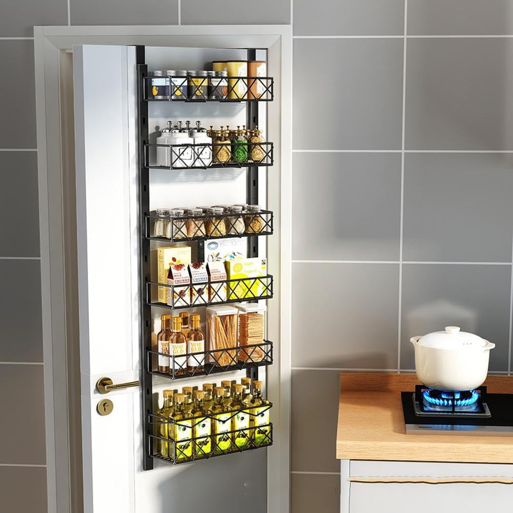 Glorlliant Gewürzregal mit 6 Ebenen, zum Aufhängen an der Tür, Küche, hängendes Metall-Gewürzregal,