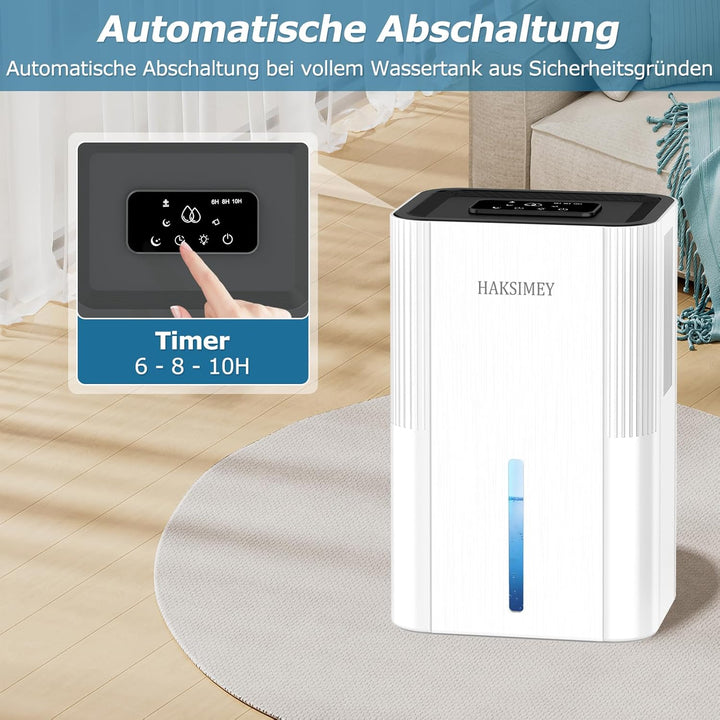 Luftentfeuchter elektrisch 2800ML,Tragbar Dehumidifier for Home mit Abtauen & Timer,Leise raumentfeu