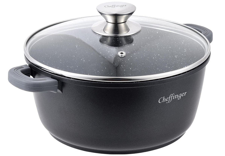 Cheffinger stielkasserolle 4,2 Liter 20 cm Aluguss schwarz