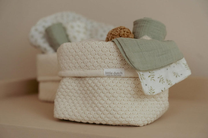Little Dutch Wickeltischkörbchen Körbchen Korb Utensilo Organizer für den Wickeltisch Baby Strick kl