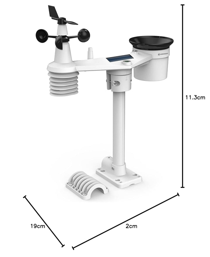Bresser Wetterstation Funk mit Aussensensor - WLAN-Wettercenter Profi-WSC mit 7-in-1-Sensor inkl. ba