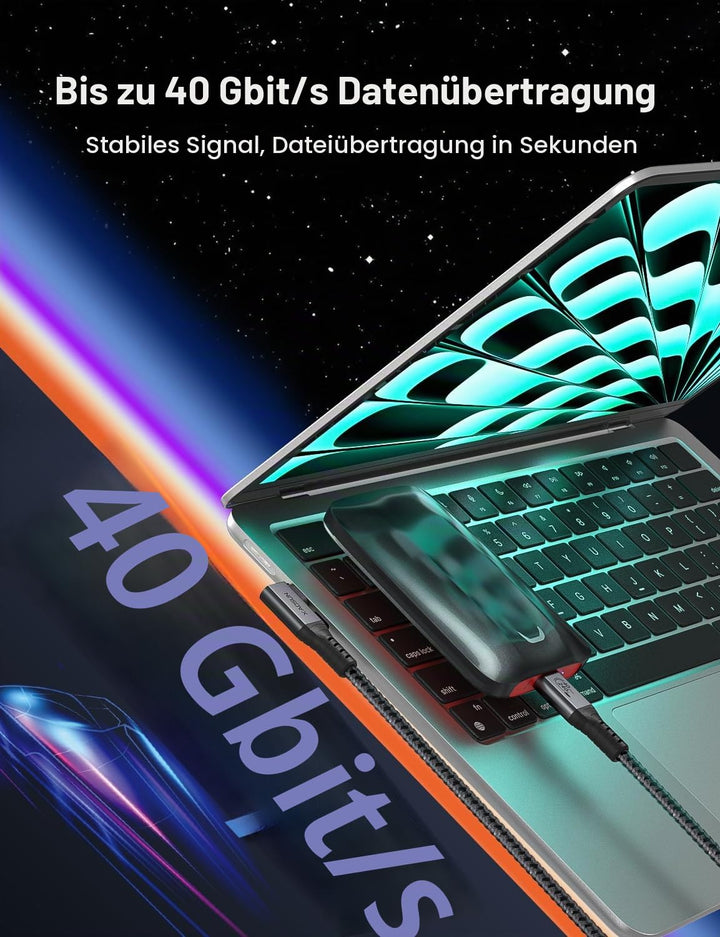 XAOSUN USB4 mit Thunderbolt 4 Kabel Unterstützt 40Gbps PD3.1 240W Zertifiziert Ladekabel, 8K 60Hz 4K