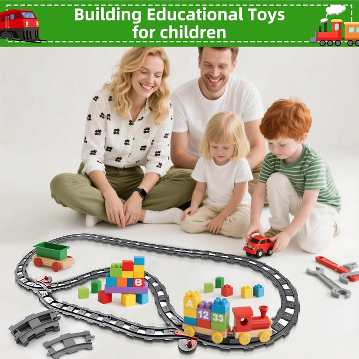 Bausteine Zug Schienen Set,32 Stück City Zug Schienen,Spielzeug Eisenbahnschienen,Bestehend aus Cros