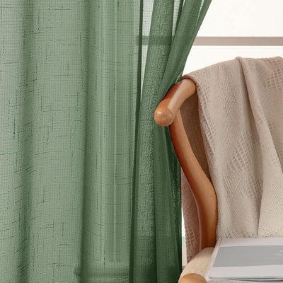 MIULEE 2er Set Voile Vorhang Sheer Leinenvorhang mit Ösen Transparente Leinen Optik Gardine Ösenscha