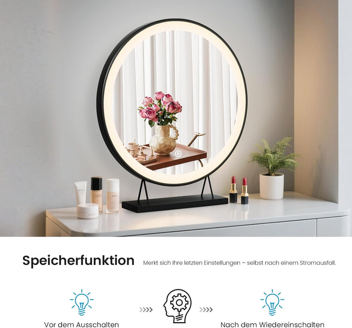 Heilmetz® Schminkspiegel mit Beleuchtung Schminkspiegel Φ48cm LED Tischspiegel Kosmetikspiegel mit B