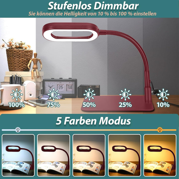 Drdefi 10X Rectangle Lupe mit Licht und Ständer, Echtes Glas Lupenlampe, 5 Farbmodi Stufenlos Dimmba