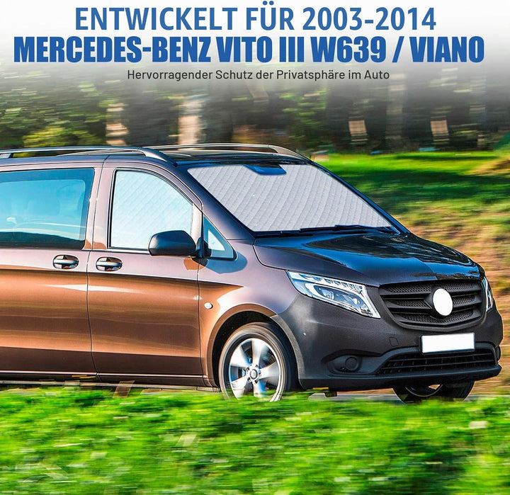 Wohnmobil Windschutzscheibe Sonnenschutz kompatibel mit Mercedes-Benz VITO II W639 2003-2014, Sonnen