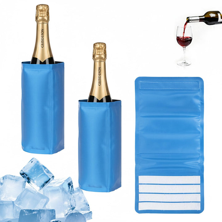 Ice Wine Sleeve Cooler - Universal Gel Cooled Bottle Holder for Red, White &amp; Champagne, Freestanding