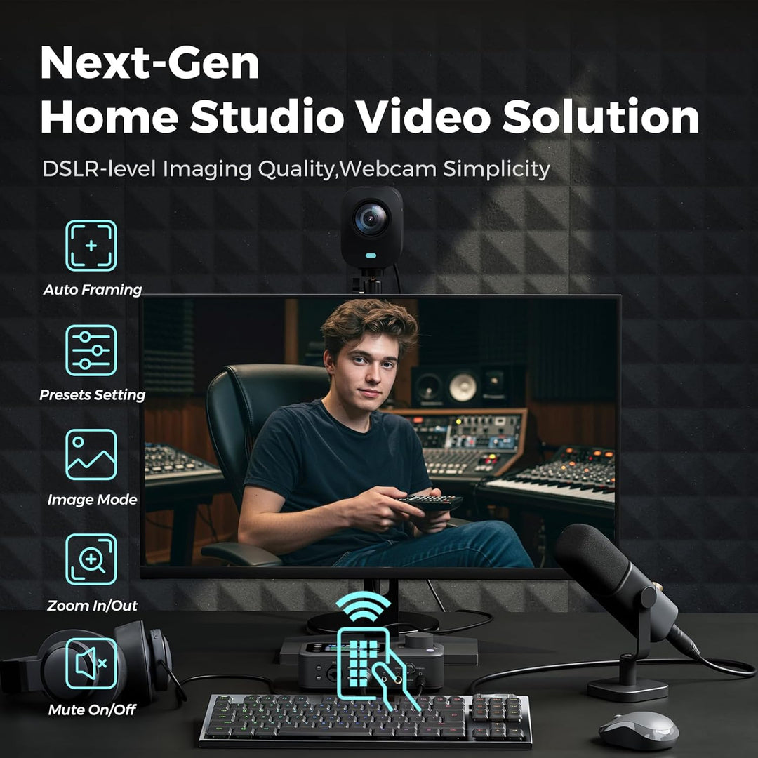 NearStream VM20 4K-Webcam für PC und Laptop, Streaming-Kamera mit einstellbarem Blickwinkel, HDMI/US