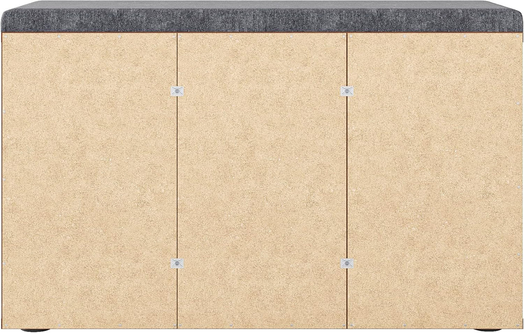 KOMTO Schuhbank mit Sitzfläche - Schuhregal Nussbaum 80 x 50 x 30 cm Schuhschrank mit Sitzbank Flur