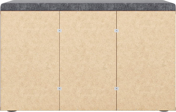 KOMTO Schuhbank mit Sitzfläche - Schuhregal Nussbaum 80 x 50 x 30 cm Schuhschrank mit Sitzbank Flur