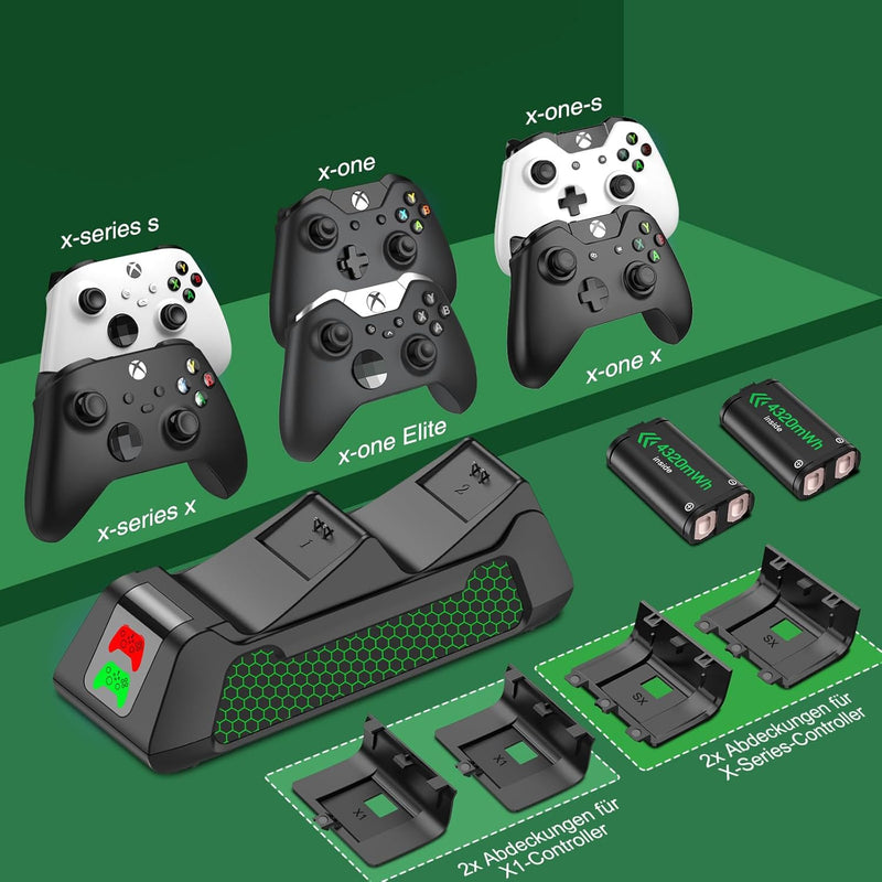 Wiederaufladbar Akku für Xbox Controller mit Ladestation, Akku Pack für Xbox Serie X/S/Xbox One/One